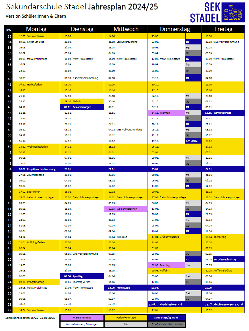 Ferienplan 2024/25